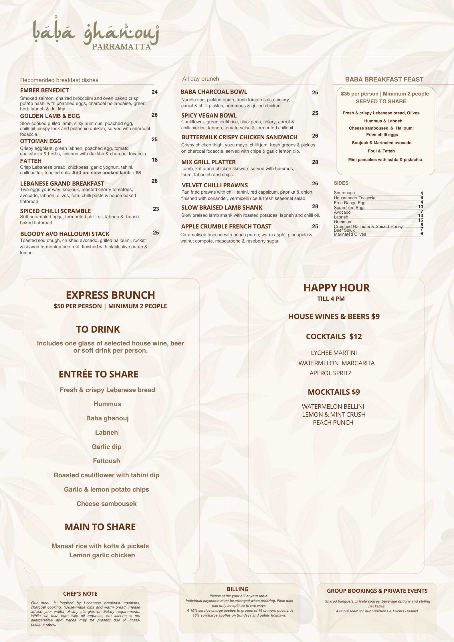 breakfast menu lunch menu specials